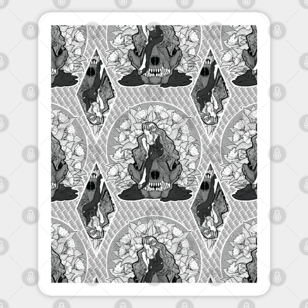 The Lamb and the Wolf Seamless Pattern Sticker by zarya_kiqo